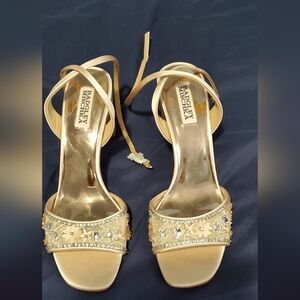 Badgley Mischka Gold Embellished Women's Sandals